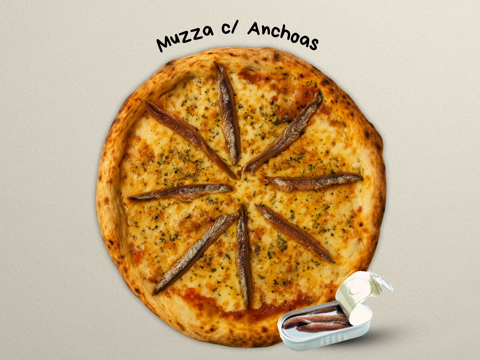 Muzza con Anchoas de Pizzería BocaTana