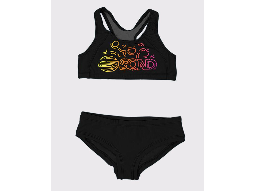 BIKINI NIÑA MALLA LYCRA NEGRA CON ESTAMPA