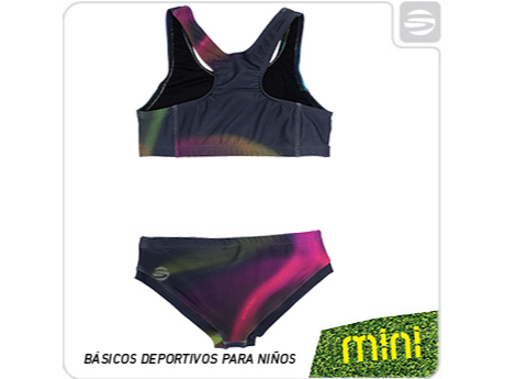 BIKINI NIÑA MALLA LYCRA NEGRA CON ESTAMPA