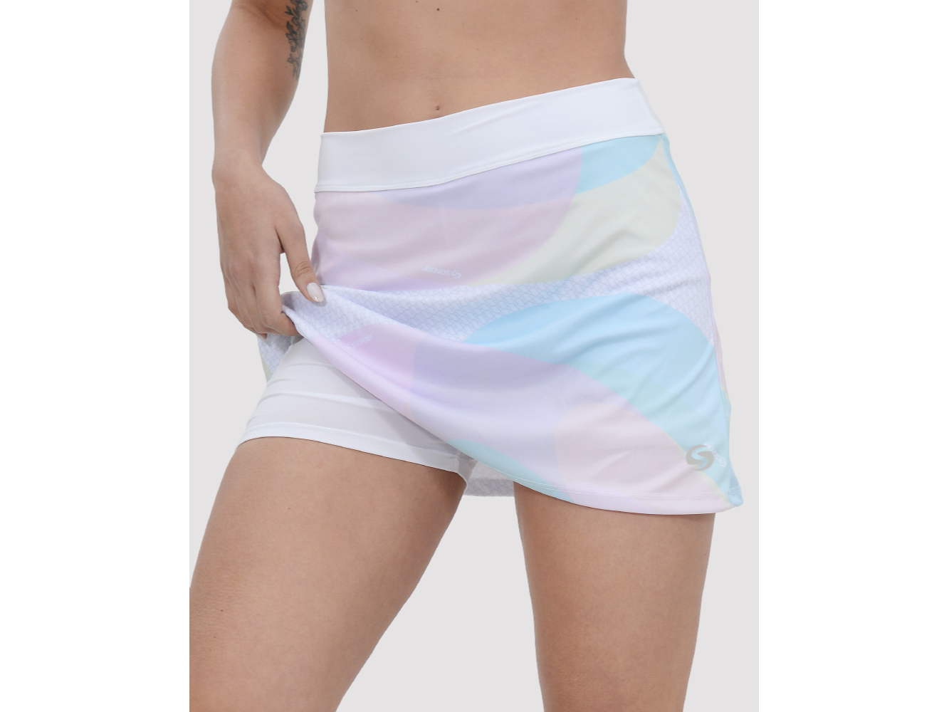 POLLERA POLIESTER ESTAMPADO CON CALZA