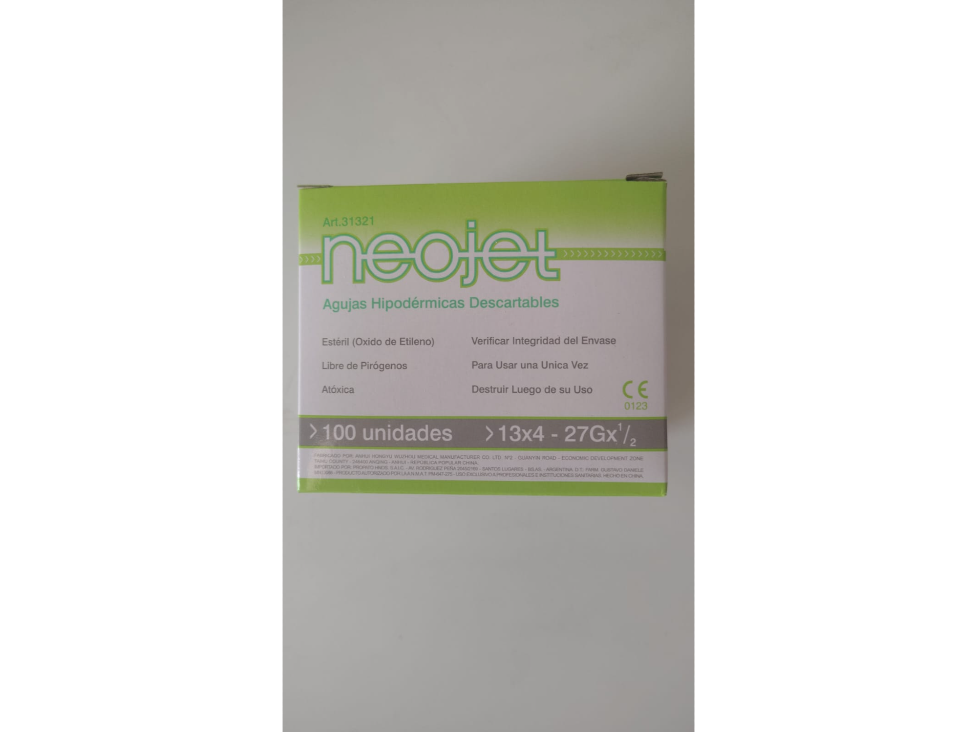 Aguja 27g x 1/2 x 100 unidades