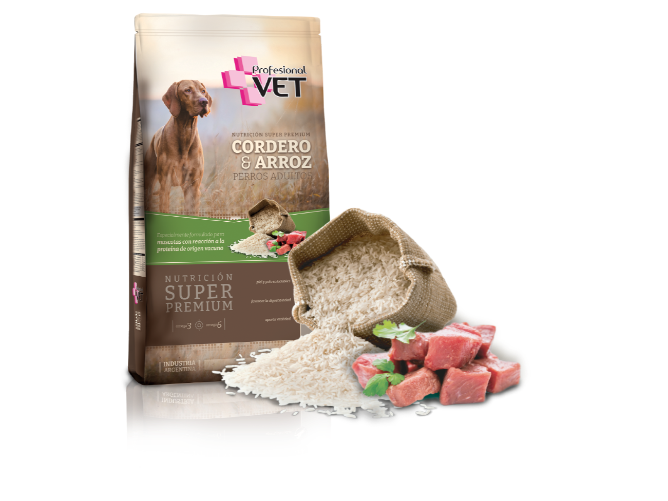 Profesional Vet Súper Premium Perros Adultos Cordero y Arroz x15KG