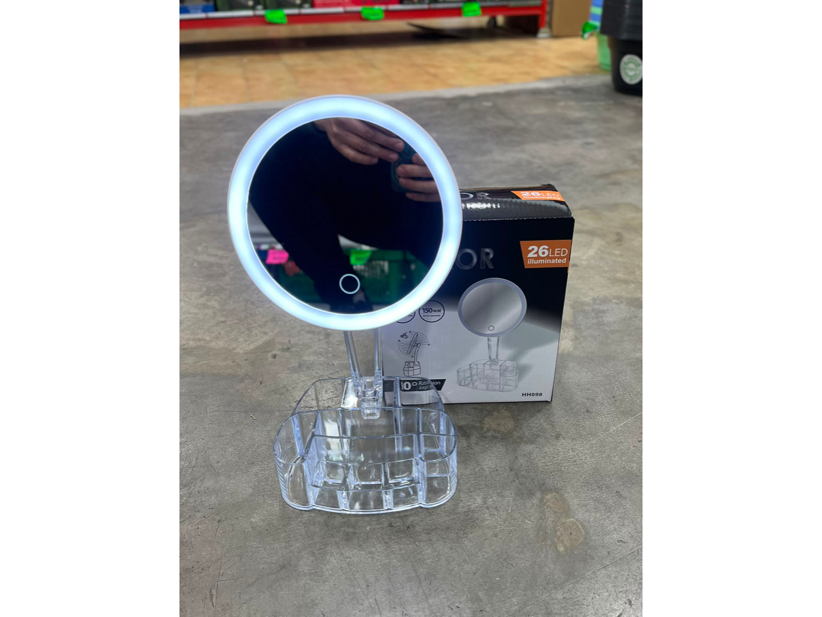 ESPEJO LED A PILAS CON ORGANIZADOR