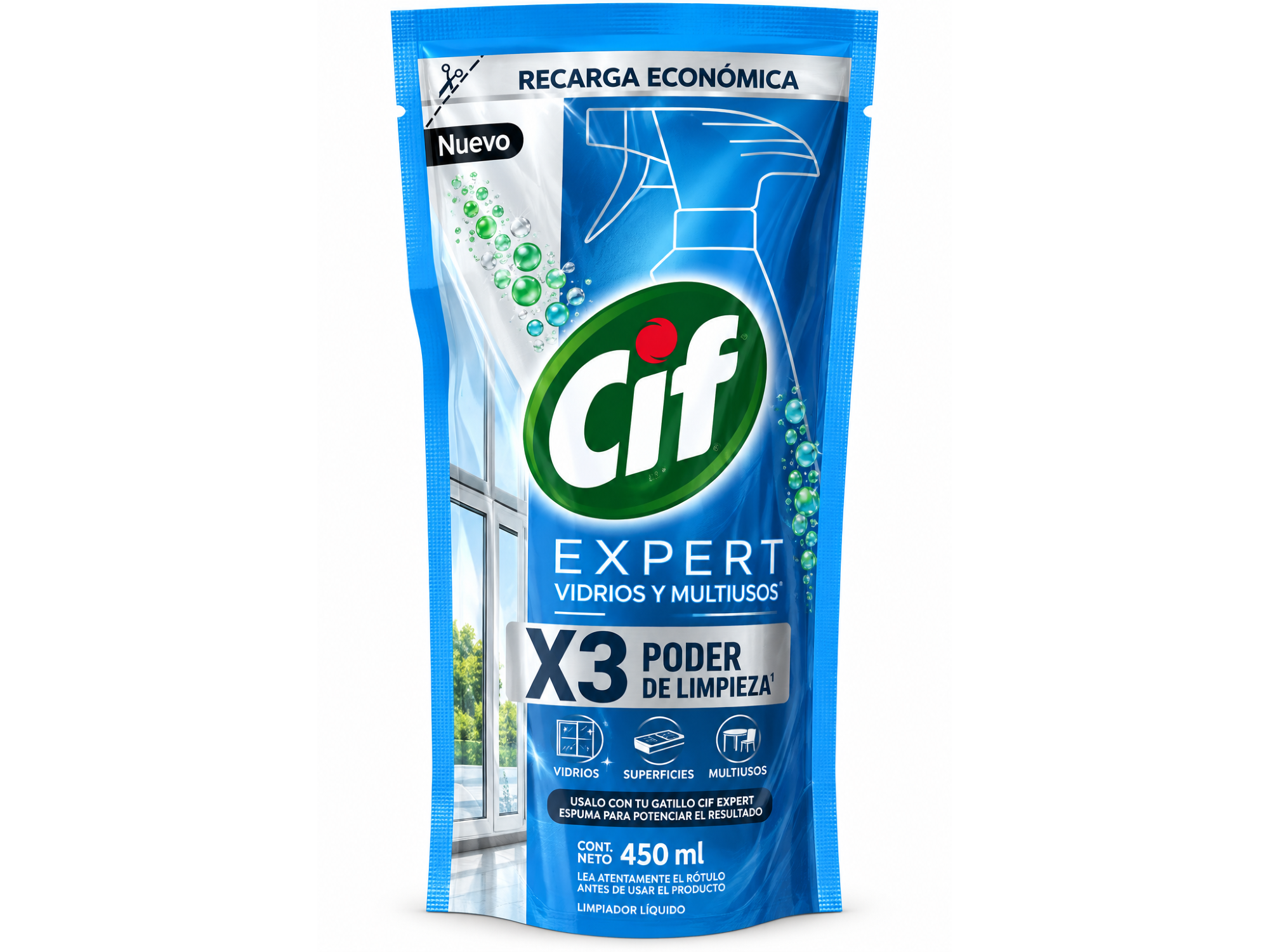 Limpia Vidrios Multiuso Cif x 450 ml Repuesto
