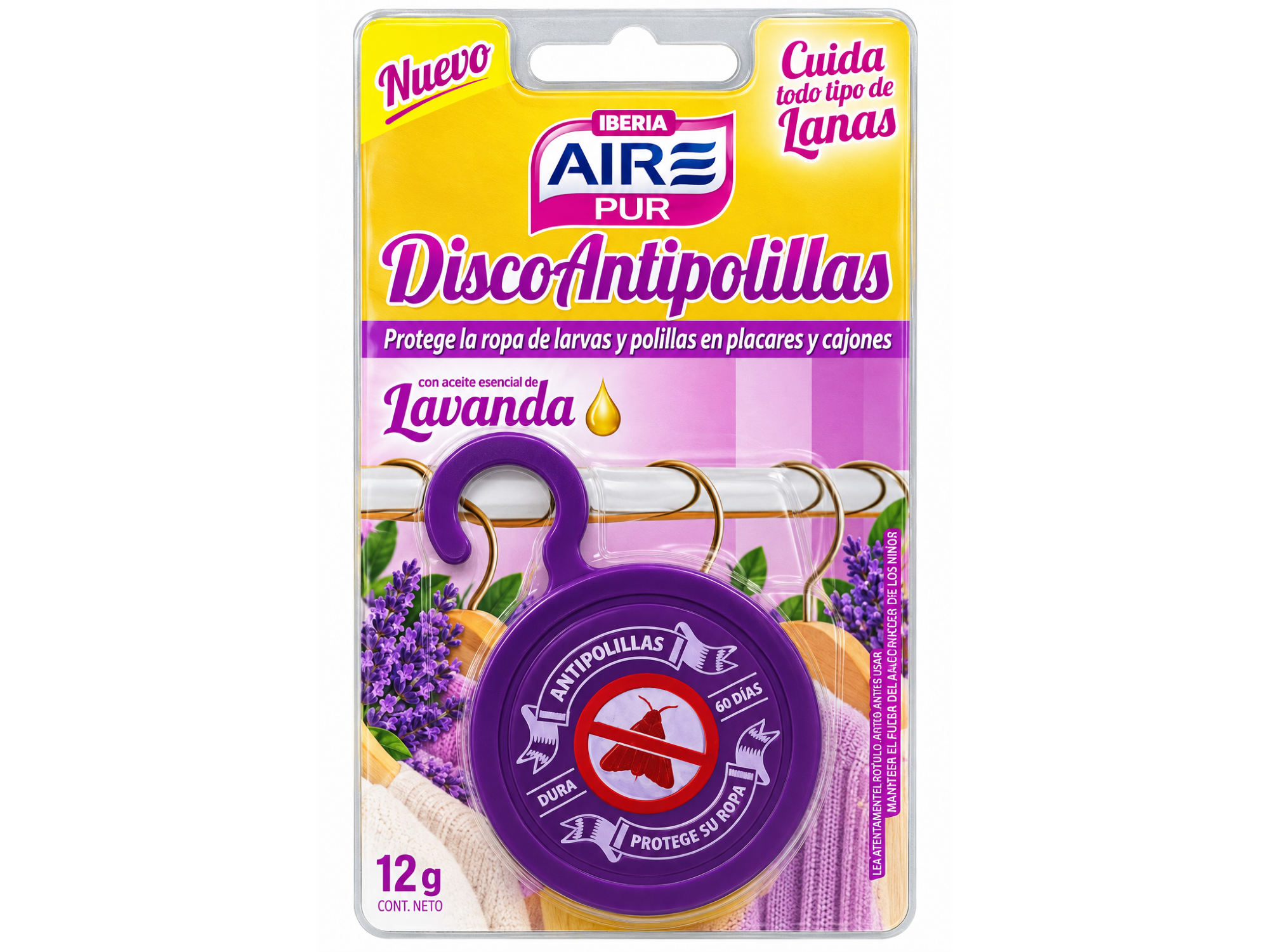 Percha Disco Antipolillas Aire Pur x 12 gr
