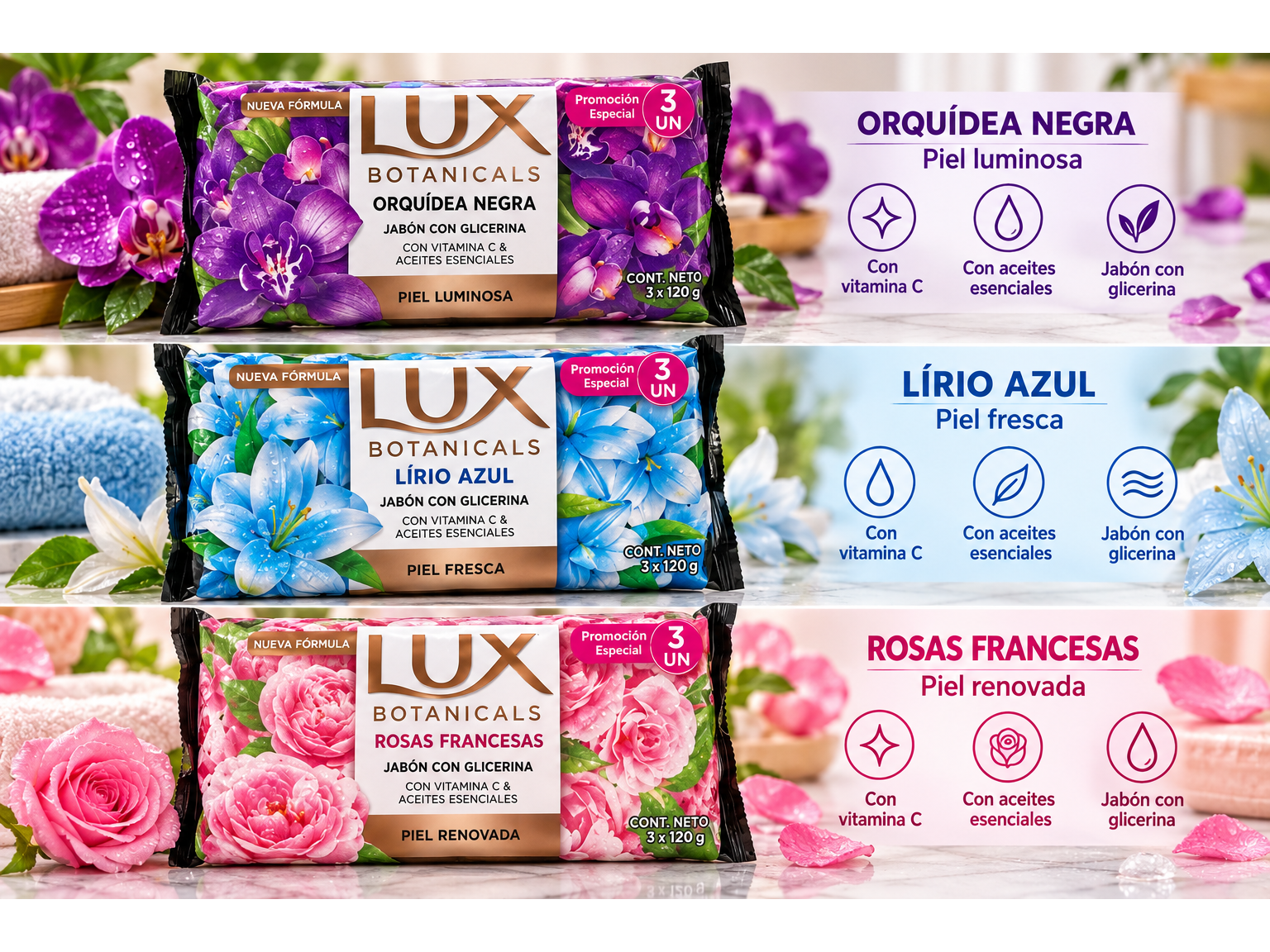 Jabón Lux 3 x 120 gr