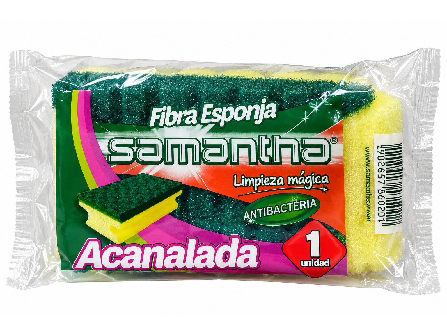 Esponja Acanalada Verde y Amarilla