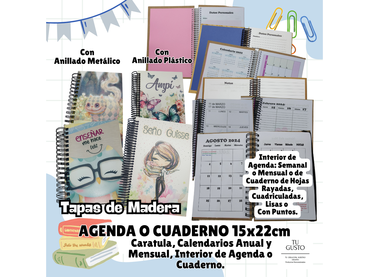 CUADERNO o AGENDA A5 de 15x22cm.
