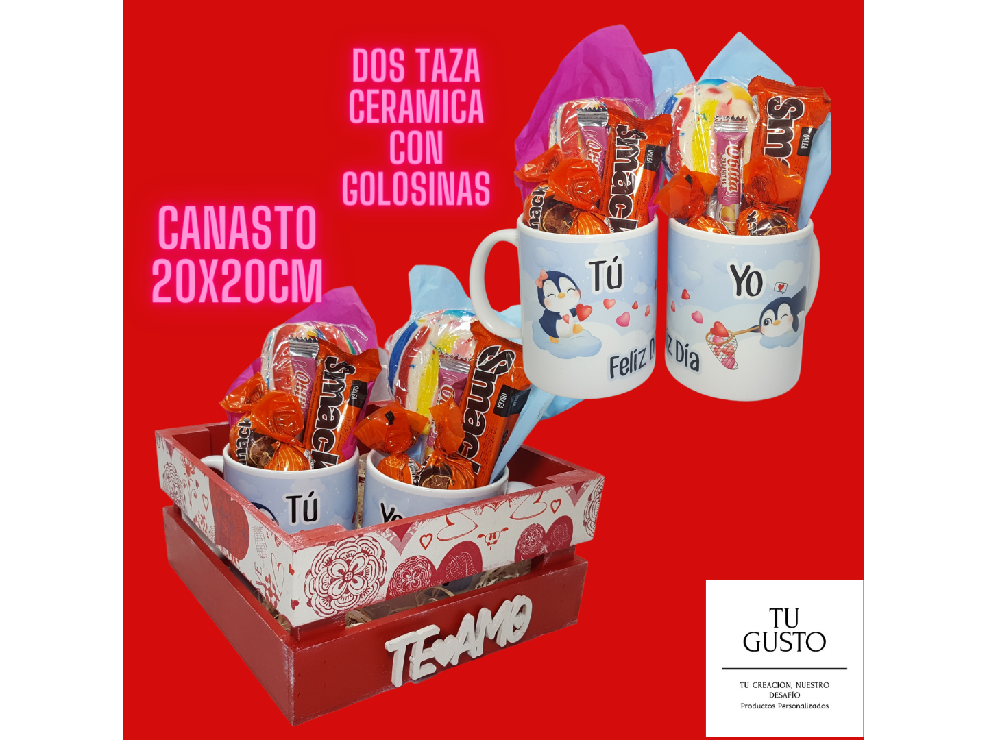 CANASTO CON TAZAS Y GOLOSINAS
