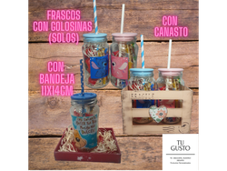 FRASCOS CON GOLOSINAS C/CANASTO O BANDEJA