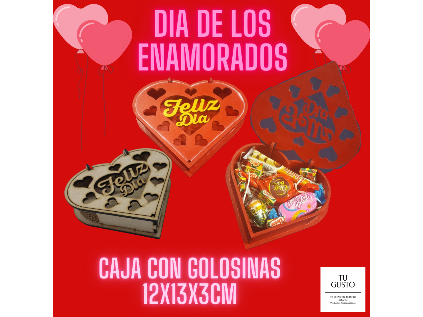 CAJA CORAZÓN 13x12x3cm CON GOLOSINAS