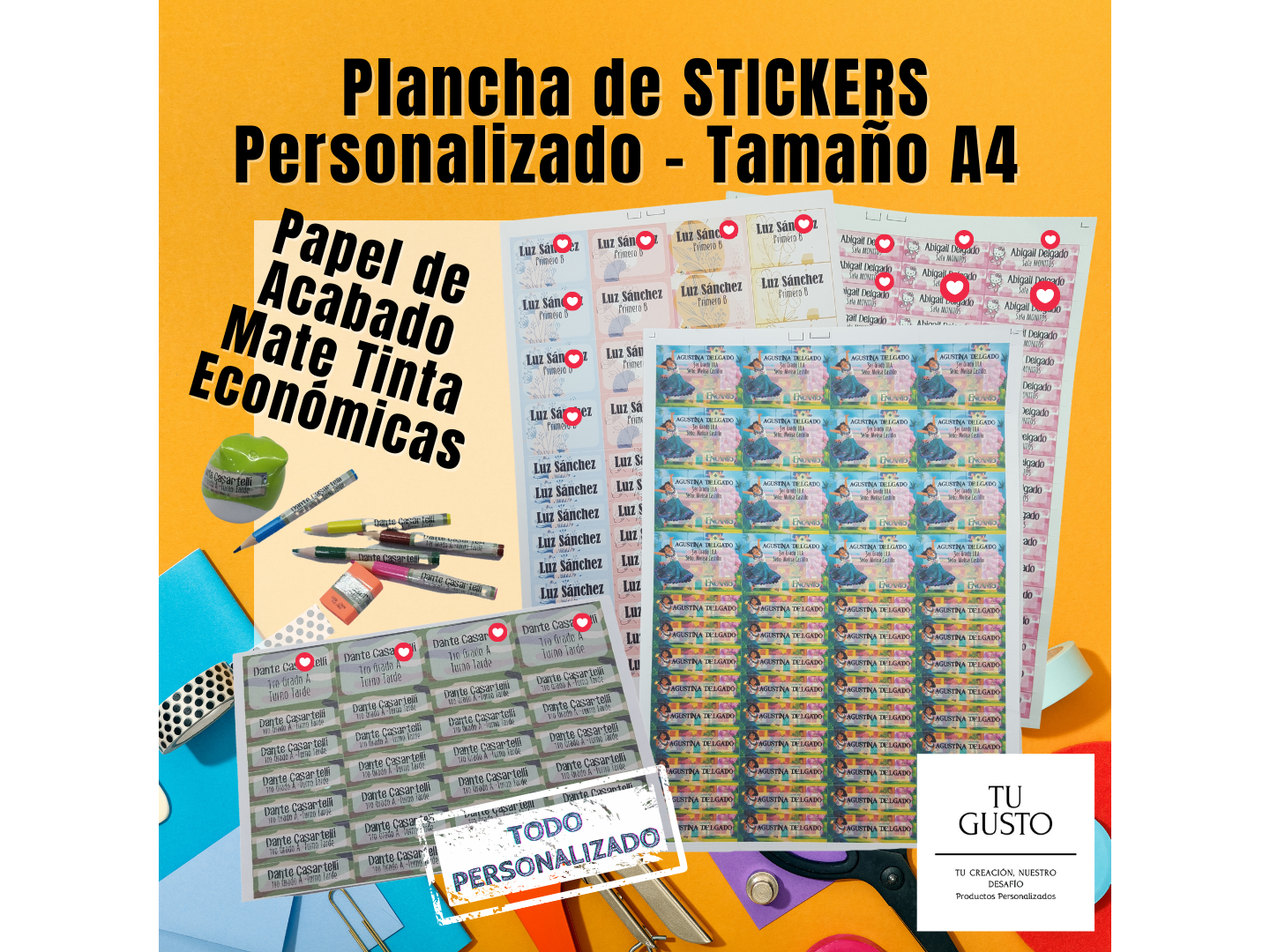 Plancha A4 de STICKERS Personalizado