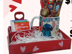 BANDEJA 17X25cm  C/TAZA DE CERÁMICA Y SAQUITERO