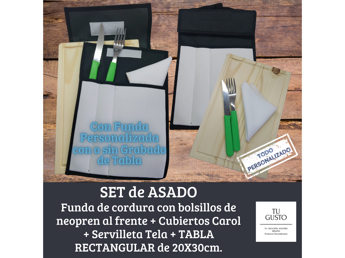 Set de Asado TABLA 20x30cm