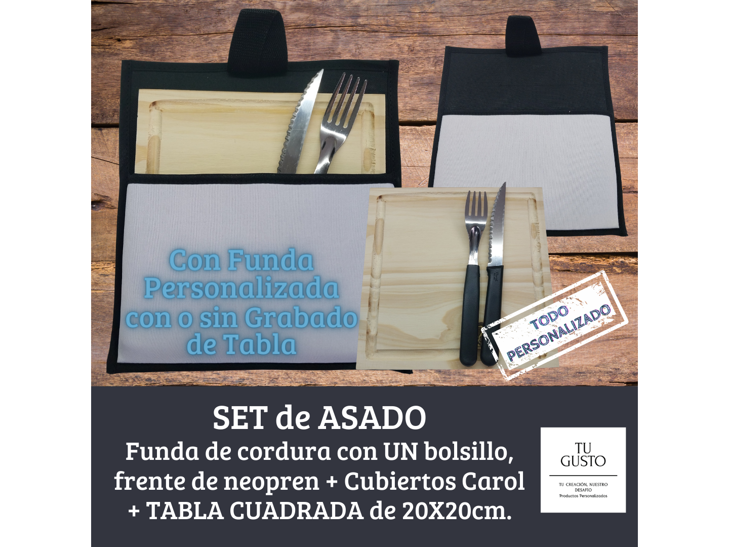 Set de  Asado TABLA 20x20cm