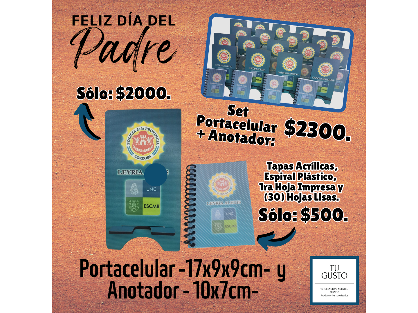 PORTACELULAR + ANOTADOR 10X7