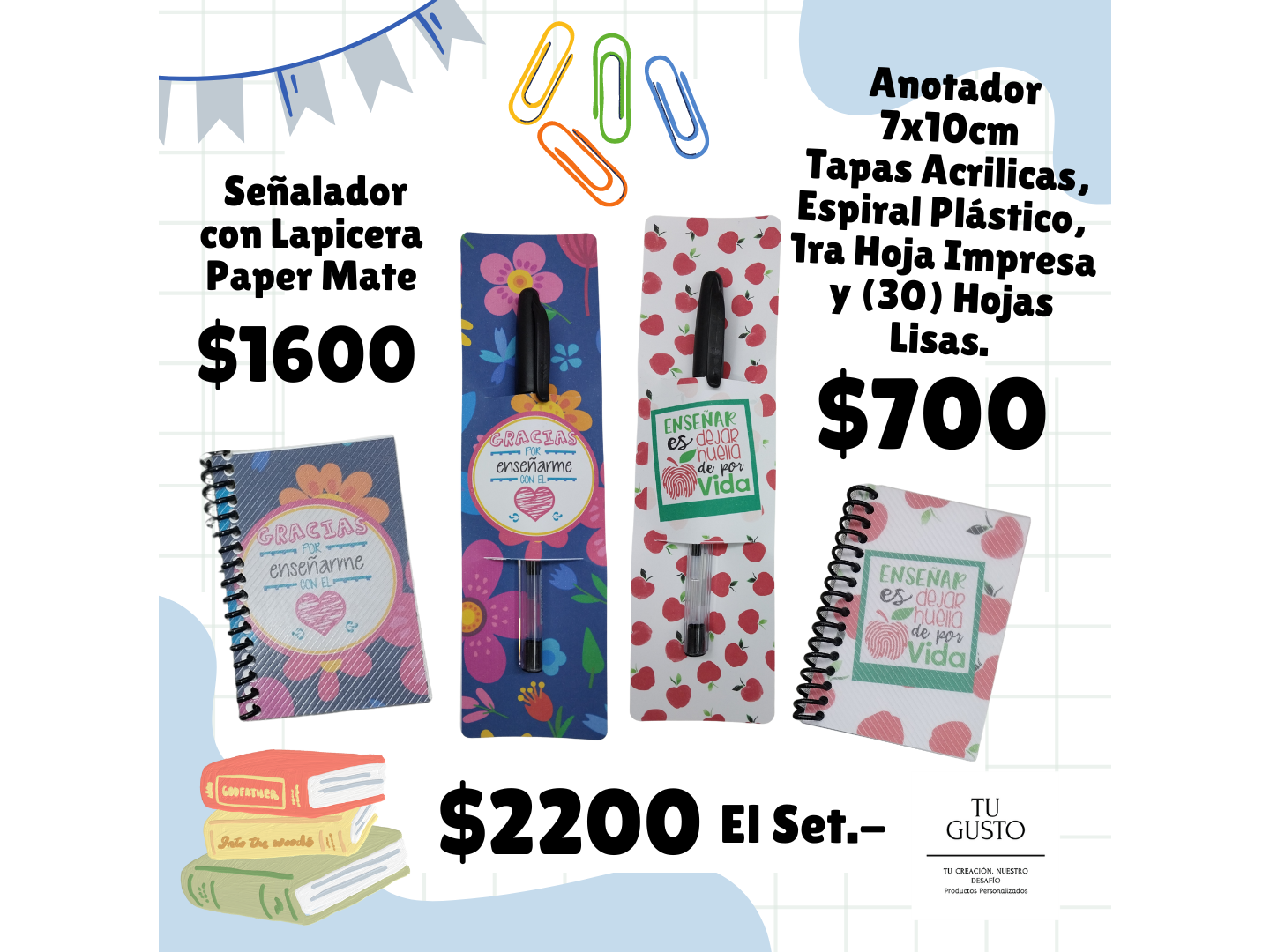 SET Anotador A7 Económico + Señalador con Lapicera