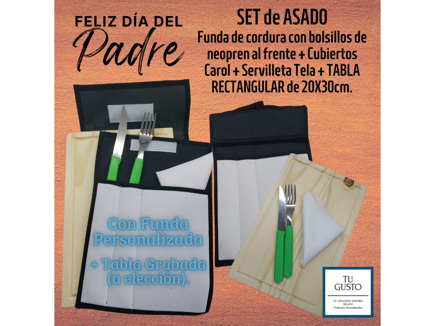 SET ASADO con TABLA RECTANGULAR 20x30