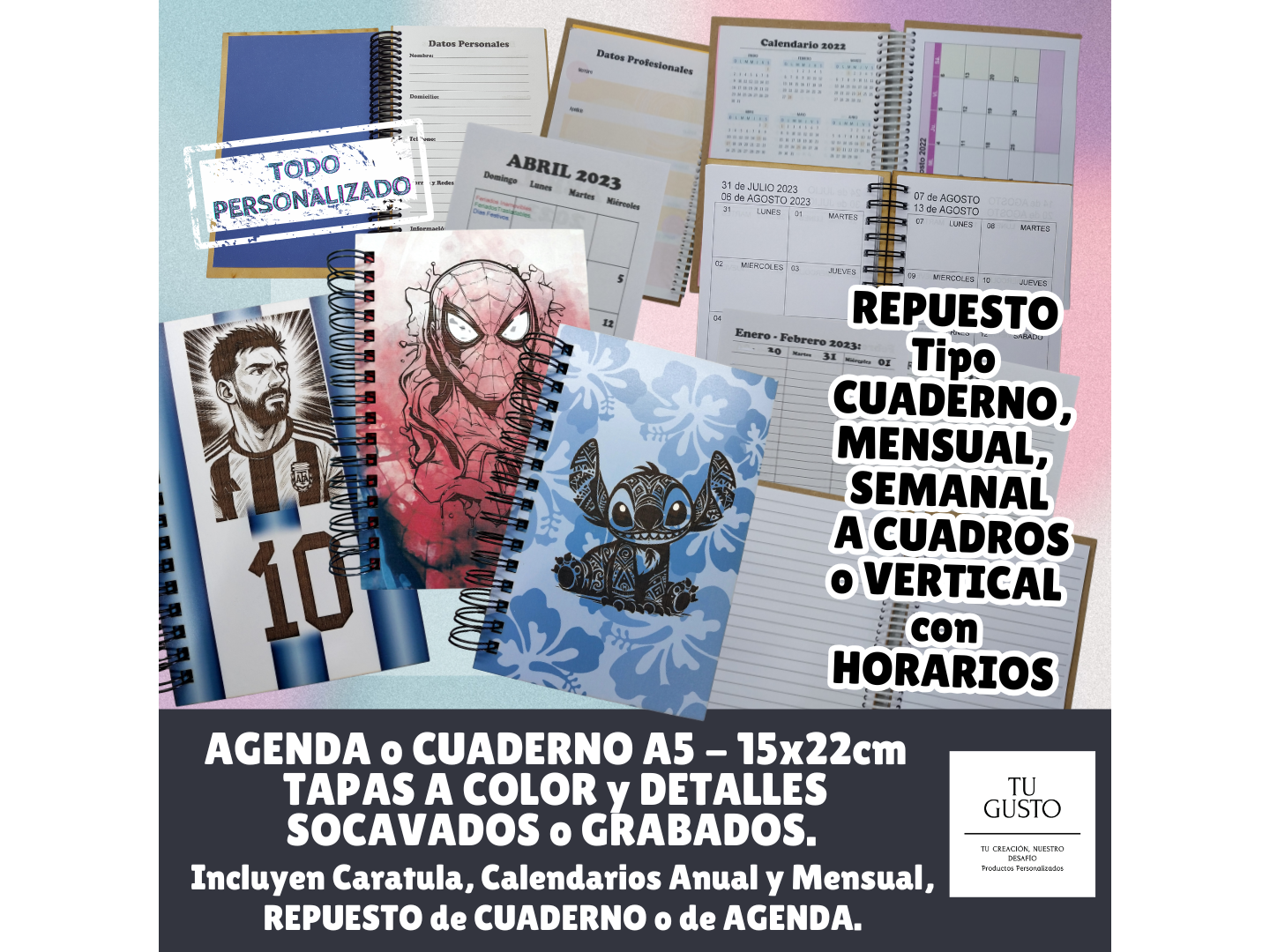 CUADERNO o AGENDA con TAPA SOCAVADA