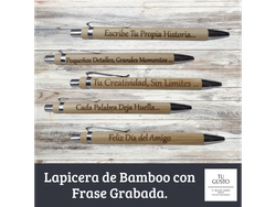 Lapicera de Bamboo con Frase Grabada