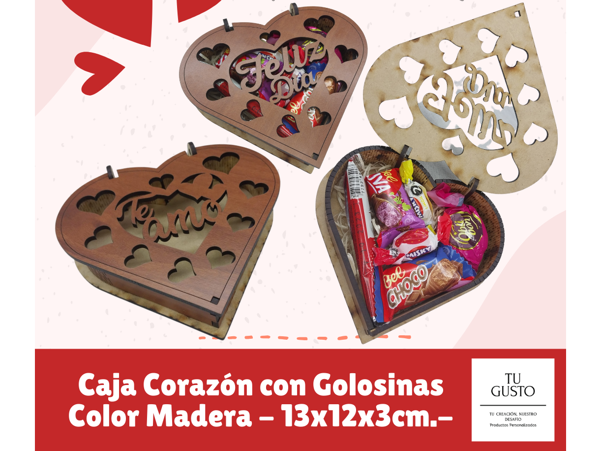 CAJA CORAZÓN 13x12x3cm CON GOLOSINAS