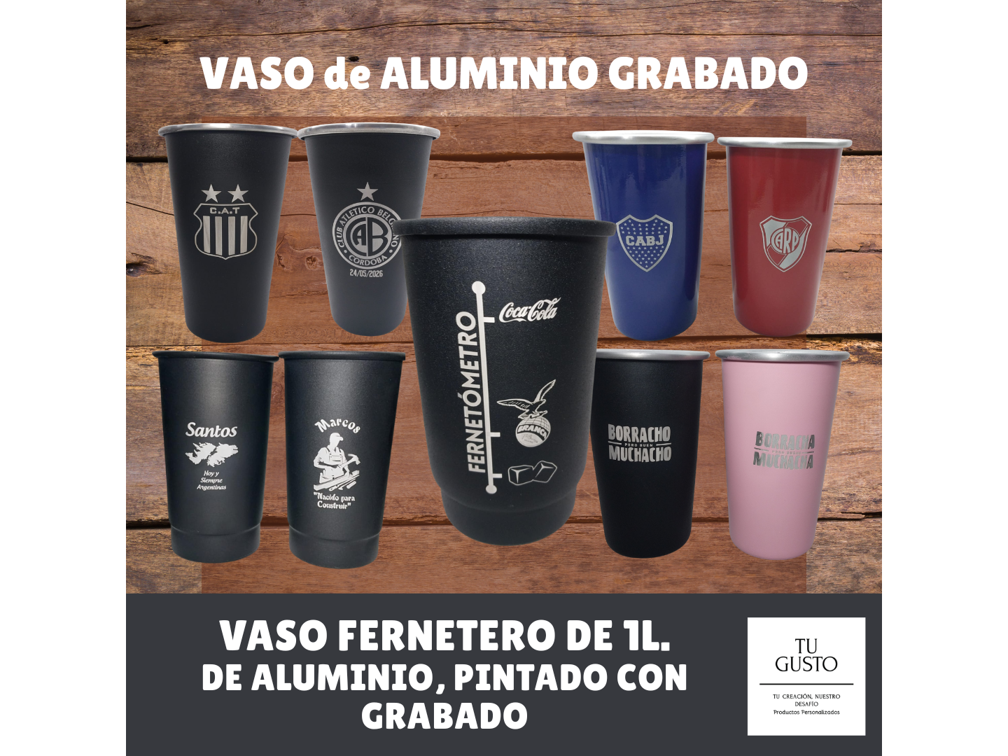 VASO de ALUMINIO GRABADO