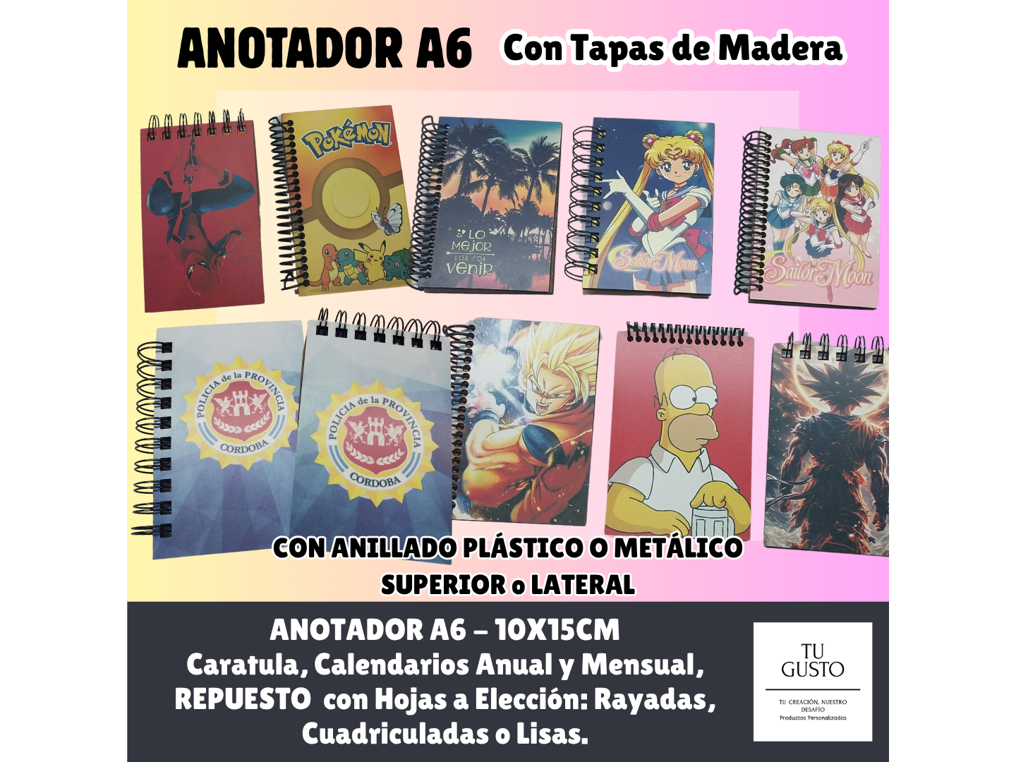 ANOTADOR A6 a COLOR de TU GUSTO