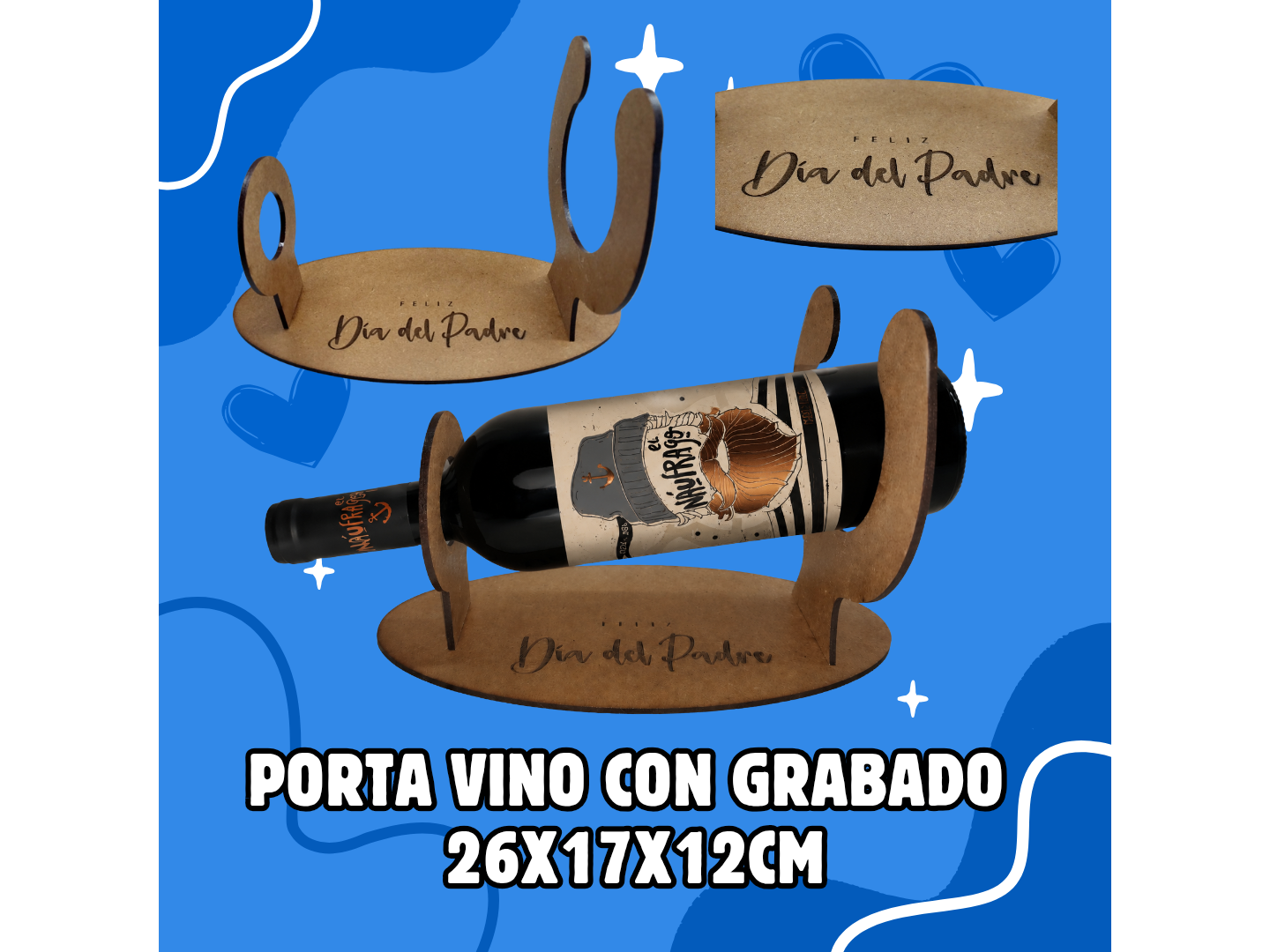 PORTA VINO GRABADO con BOTELLA