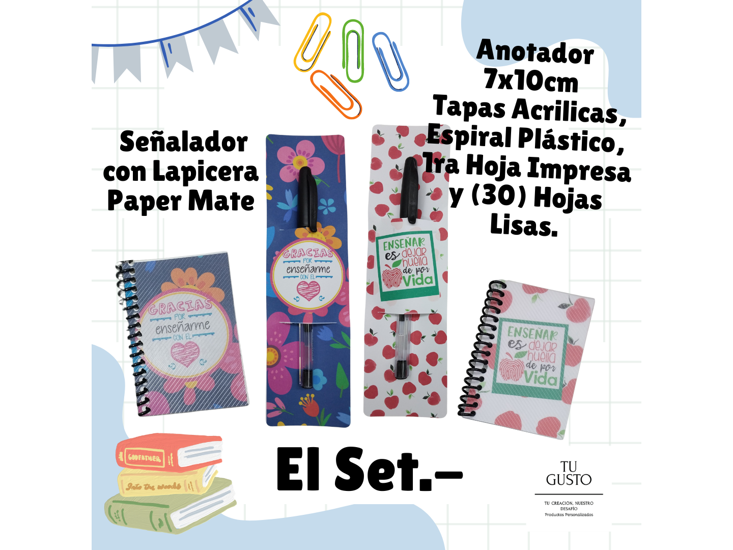 SET Anotador A7 Económico + Señalador con Lapicera