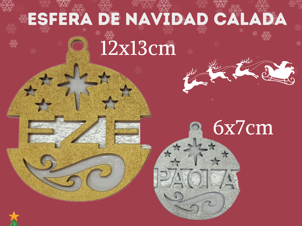 Esfera  Navideña CALADA 6x7 cm