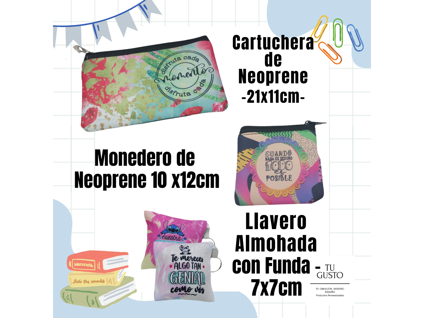 Cartuchera, Monedero y Llaveros