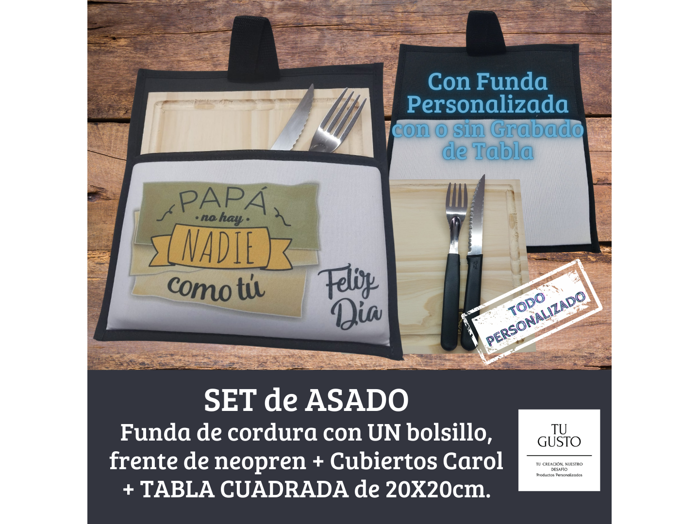 Set de Asado TABLA 20x20cm
