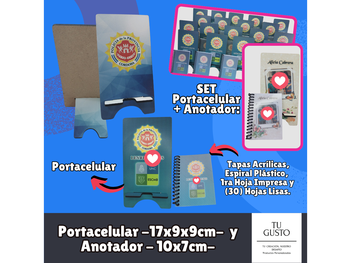 PORTACELULAR + ANOTADOR Económico 10X7