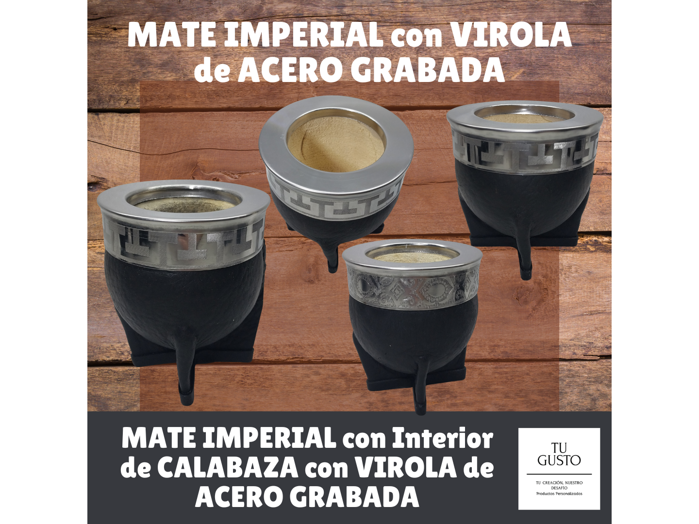 MATE VIROLA de ACERO GRABADA