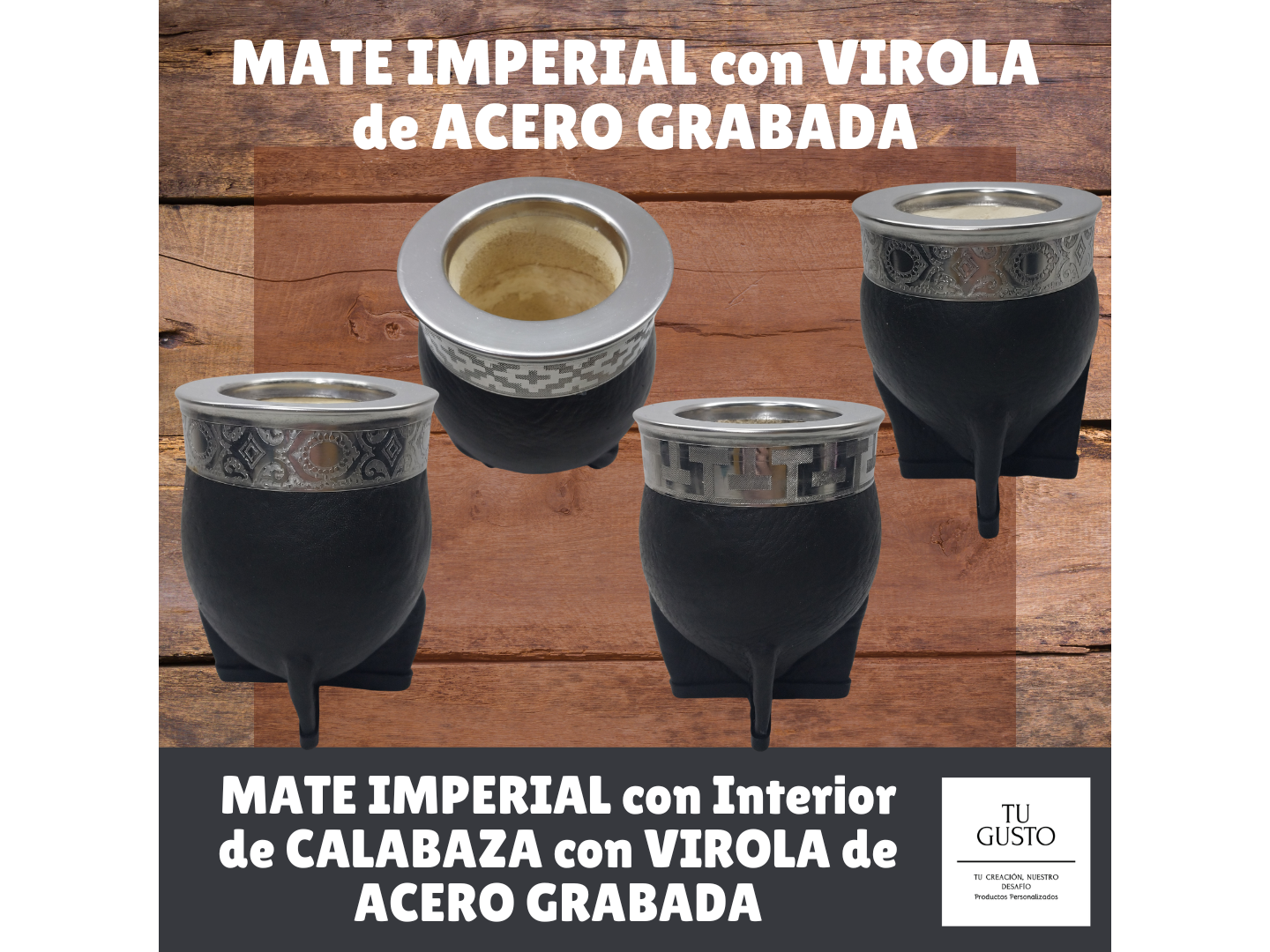 MATE VIROLA de ACERO GRABADA