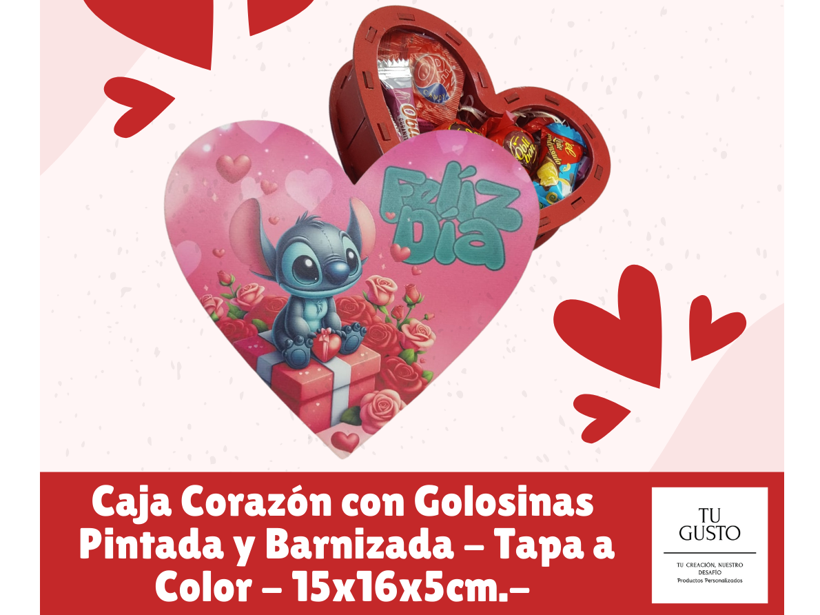 CAJA CORAZON RELLENA CON GOLOSINAS