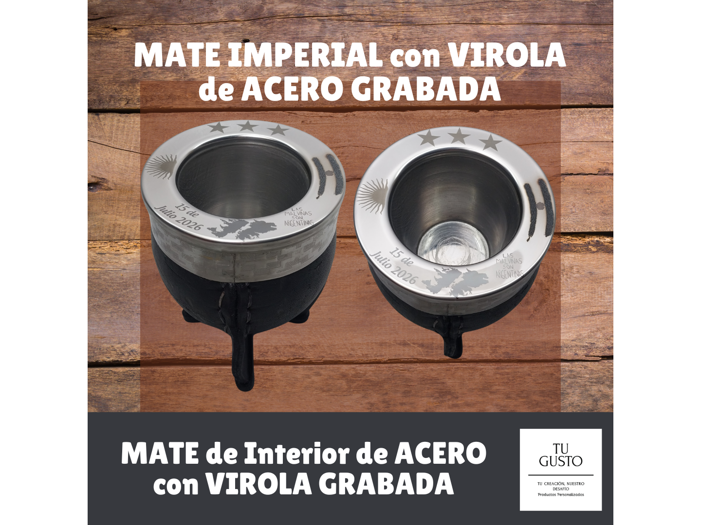 MATE VIROLA ACERO GRABADA
