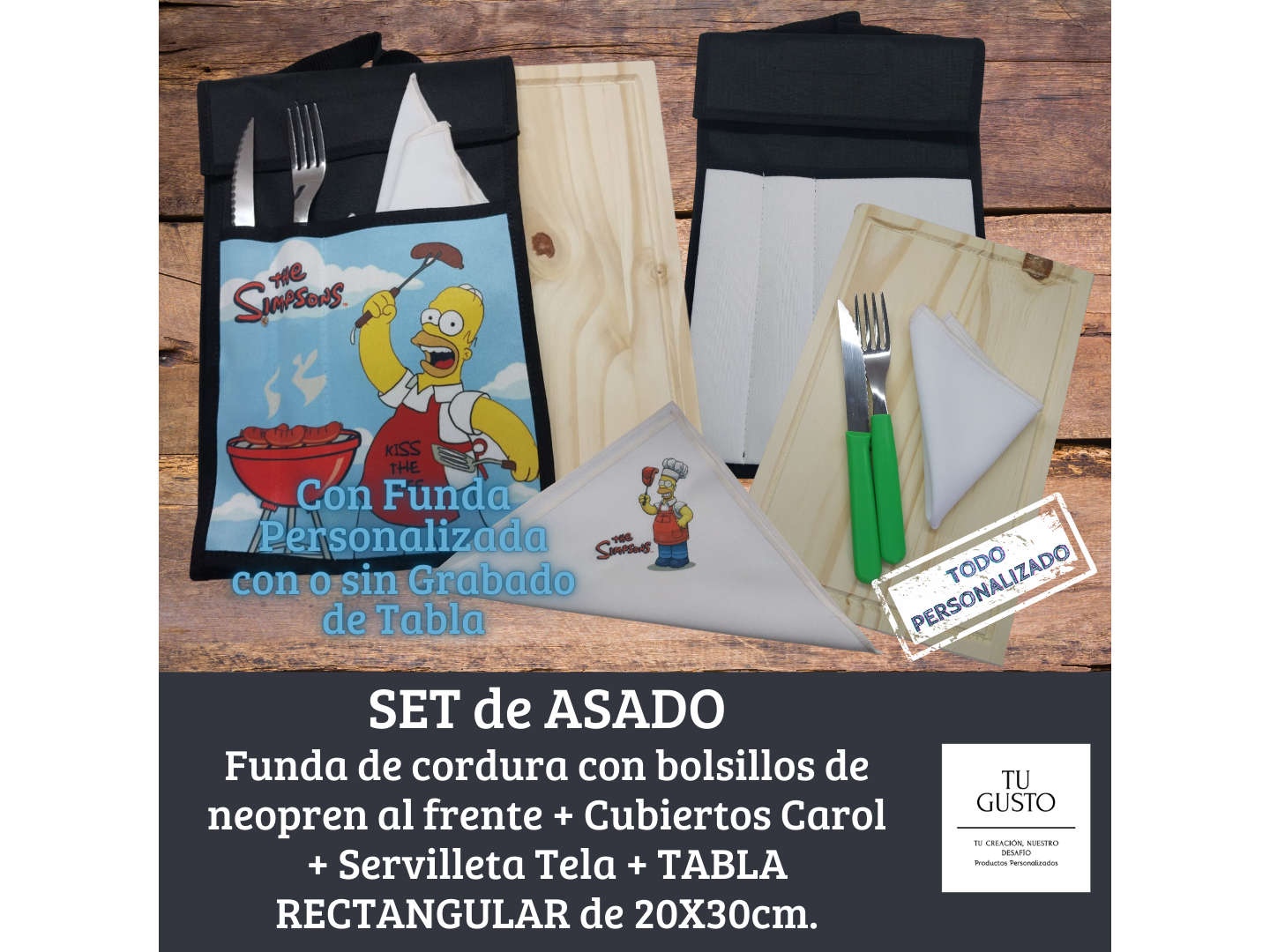 Set de Asado TABLA 20x30cm