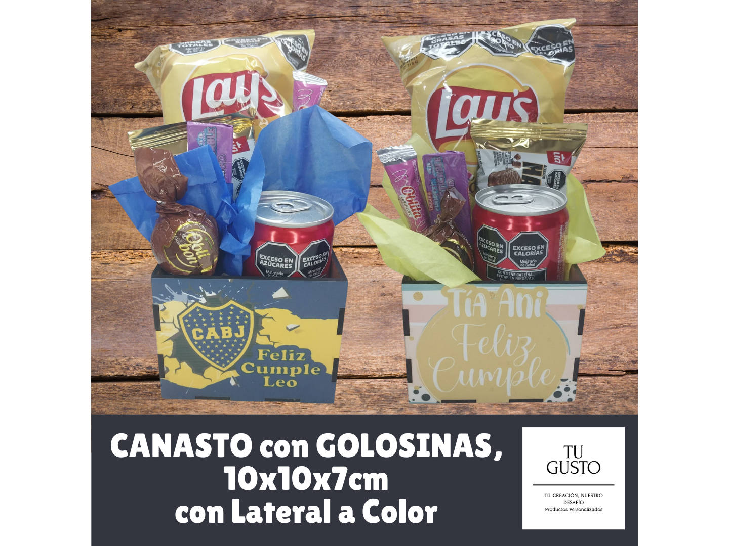 CANASTO 10x10x7cm con Lateral a COLOR y GOLOSINAS