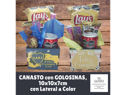 CANASTO 10x10x7cm con Lateral a COLOR y GOLOSINAS