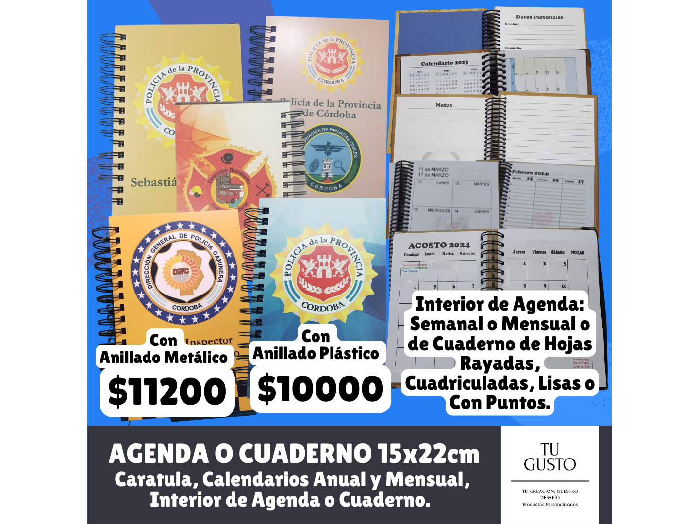 CUADERNO o AGENDA A5 de 15x22cm.