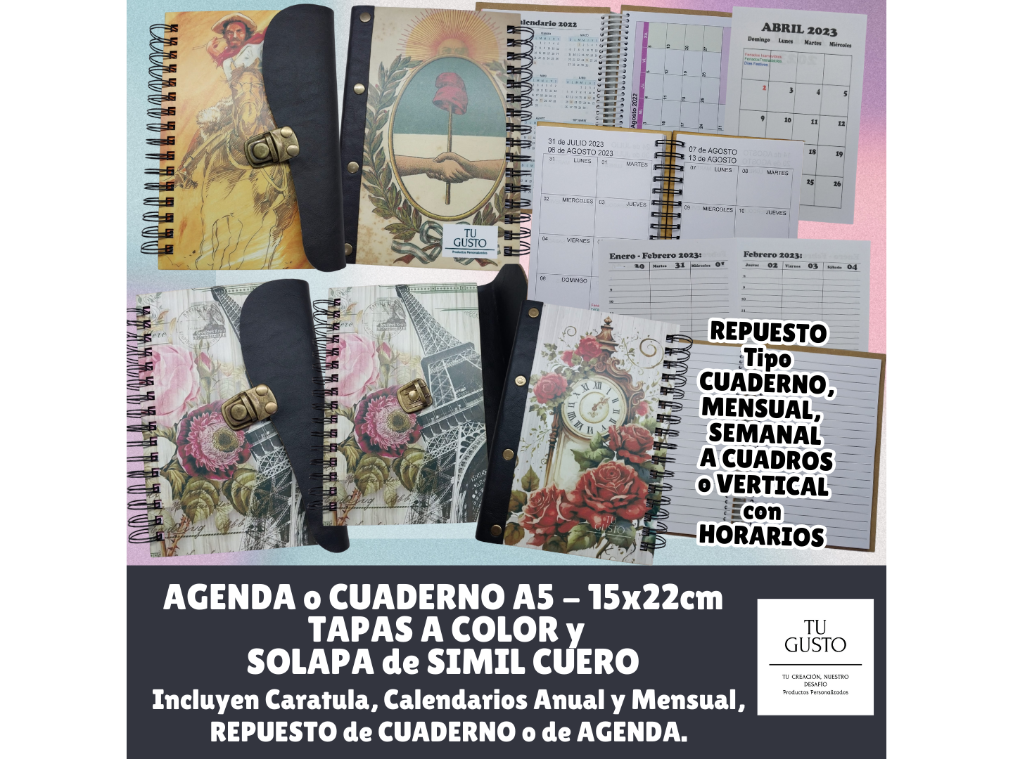 CUADERNO con SOLAPA de SIMIL CUERO