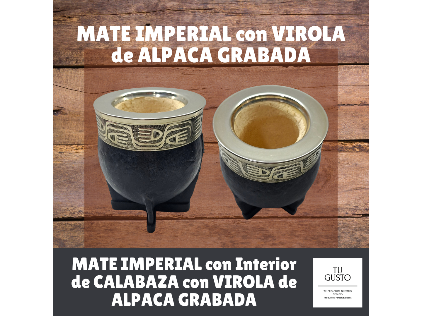 MATE VIROLA de ALPACA GRABADA