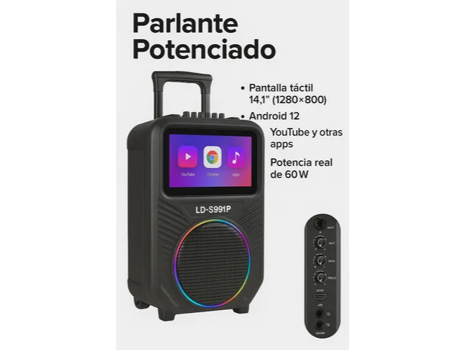 PARLANTE LIDIMI POTENCIADO CON PANTALLA TACTIL DE 14.1 CON DOS MICRFONO INALAMBRICOS LIDIMI LD-S991P