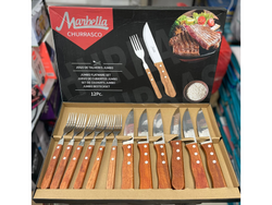 JUEGO DE CUBIERTOS MANGO DE MADERA 12 PCs