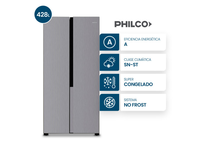 Heladera Philco Side by Side Slim No Frost 428L Inox - PHSB450X