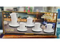 JUEGO DE 6 TAZAS Y 6 PLATOS !! Color blanco