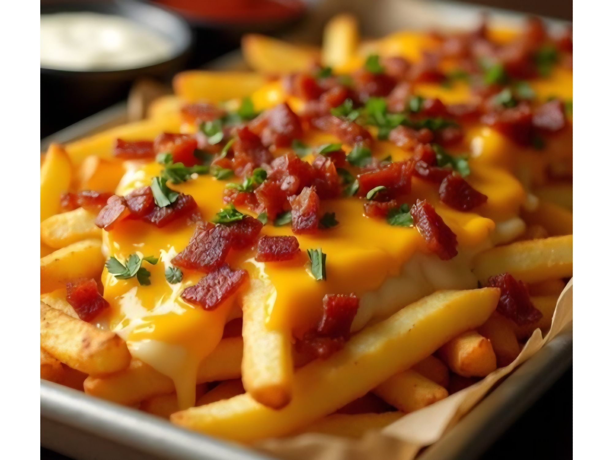 Papas con cheddar y bacon