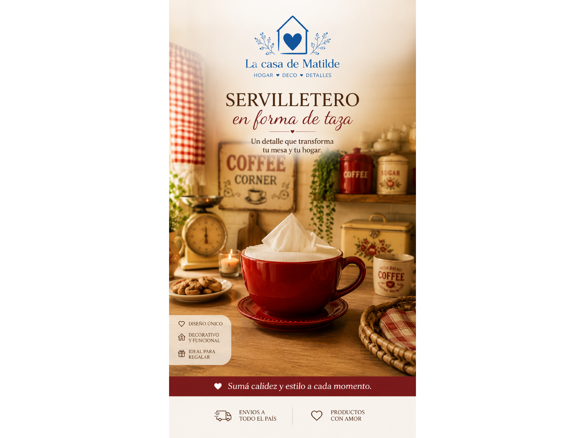 SERVILLETERO TAZA! color ROJO