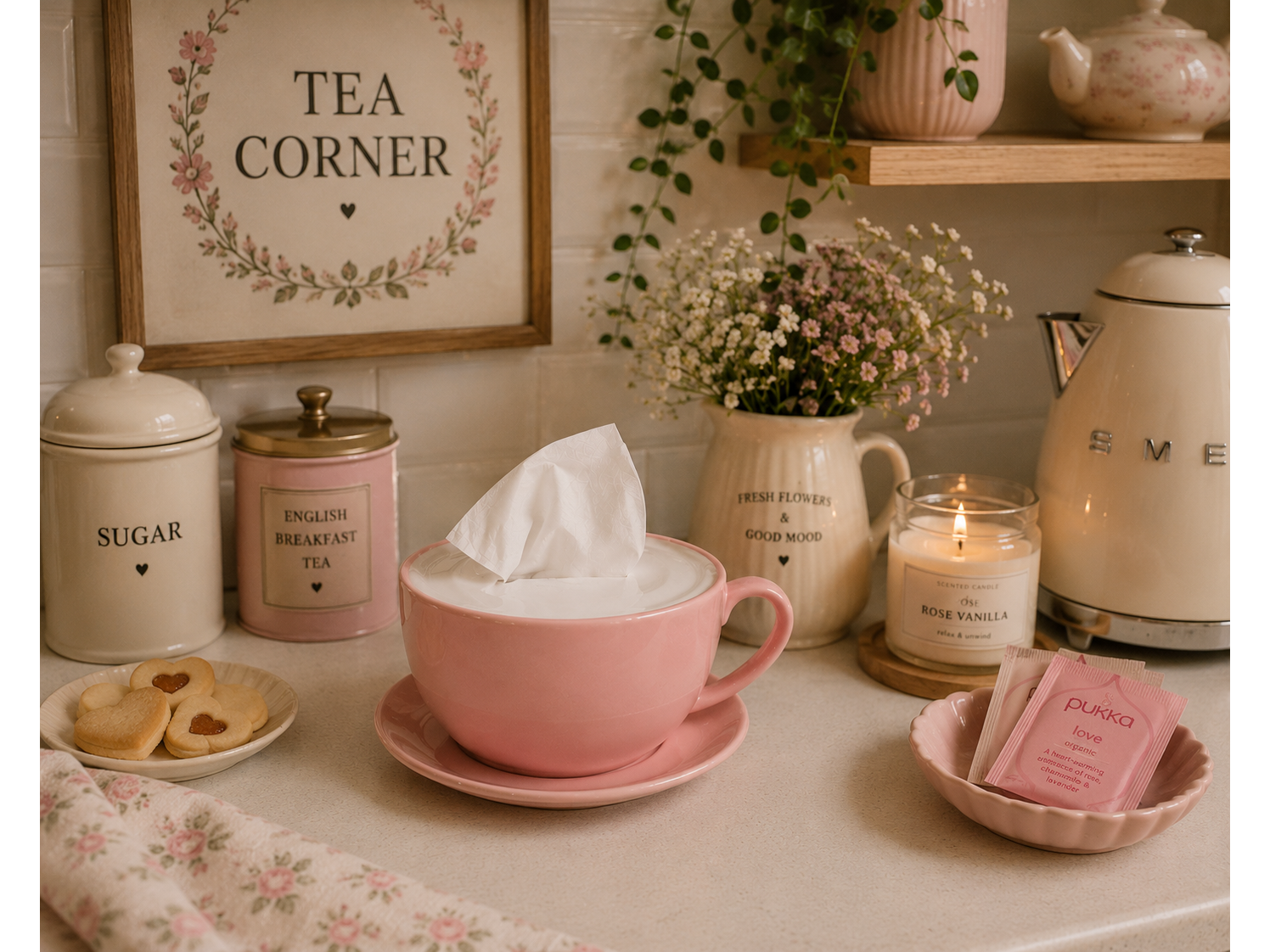 SERVILLETERO TAZA! color ROSA PASTEL